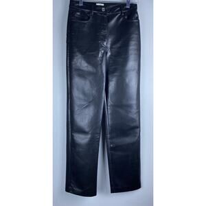Wilfred High Rise Straight Pants Wmn Sz 4 Black Melina Vegan Faux Leather 5 Pckt